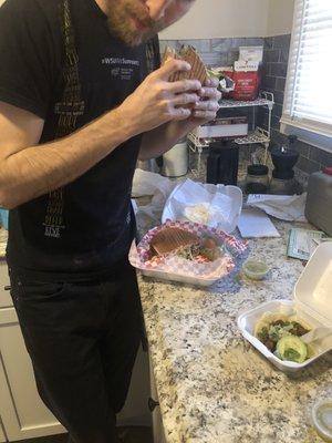 Husband and his carne asada torta! Buenprovecho!!!