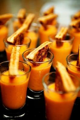 Tomato gazpacho & mini grilled cheese: catered event