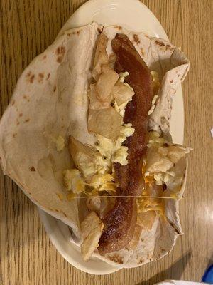 Egg, potato, and bacon burrito.