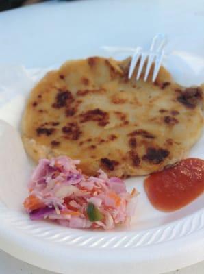 Pupusa and curtido.