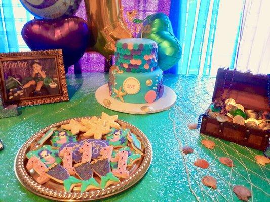 Mermaid Themed Fondant Cake & Treats