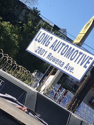 Address and name of mechanic shop Long Automotive