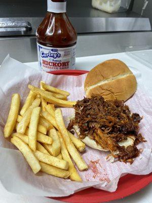 Pulled Pork Sandwich and Fries