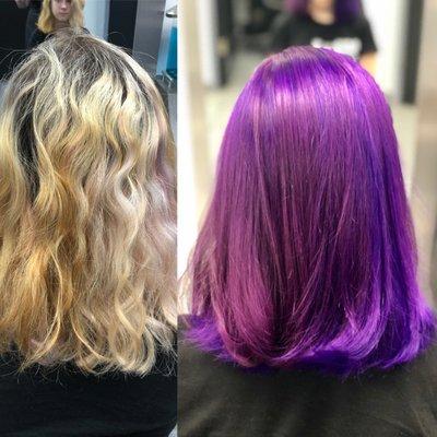 Before & After vivid haircolor by Lisa Nicole