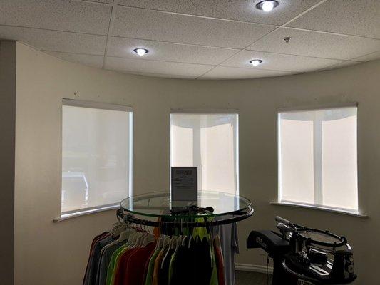 3% roller shades in down position with cordless mechanism