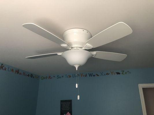 New fan installed where there was no existing fixture.