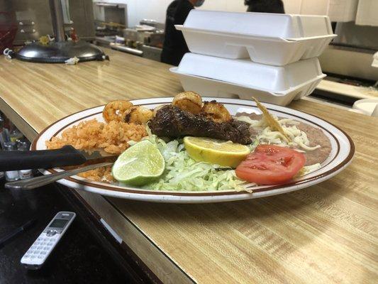 shrimp and steak dinner