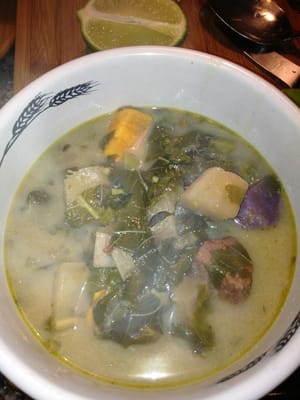 Pepper pot Soup I made from callaloo I bought at the farmers market!