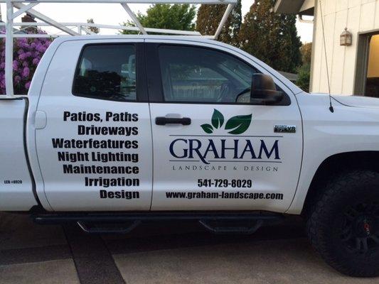 Vinyl lettering/graphic for fleet vehicles - Graham Landscape in Eugene.