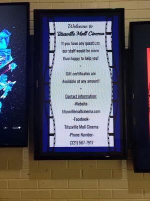 The welcome information screen