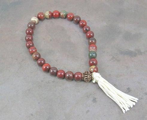 Poppy Jasper Mala Beaded Bracelet