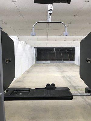 Looking down range inside our indoor range.