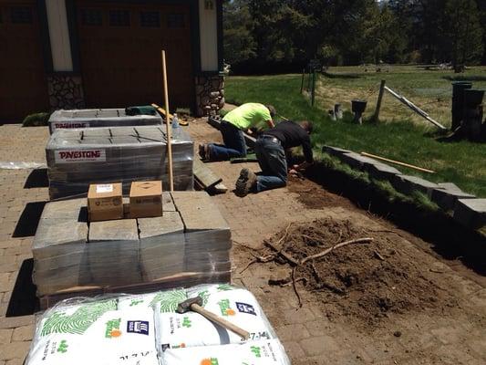 Garrett and Matt and me starting the retaining wall..