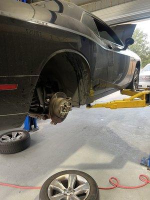 Wheels off on Dodge Charger .