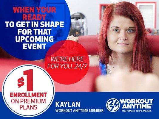 $1 Enrollment (New Year's Special) has officially started. Are you looking for a new gym home in 2019? Workout Anytime Snellville is now off