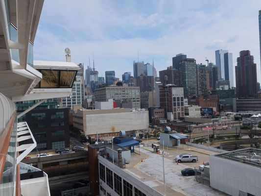 A skyline view from our 13th floor balcony on the Norwegian Joy and whilst docked at the MCT.