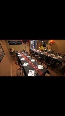 We have a private room that holds up to 25 guests. We cater to each individual needs for a successful party