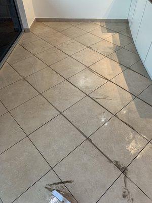 Before cleaned tile and grout