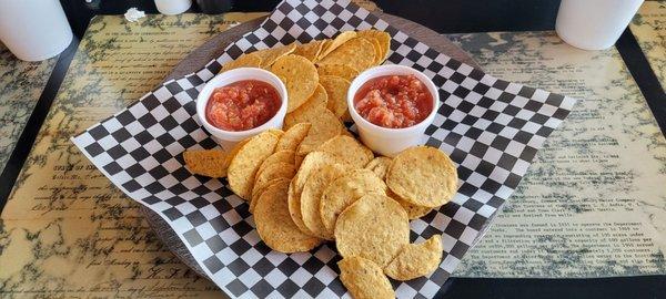 Chips and Homemade salsa. I daydream about this salsa.