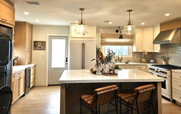 Cozy and two-tone European-inspired kitchen, San Diego, CA.