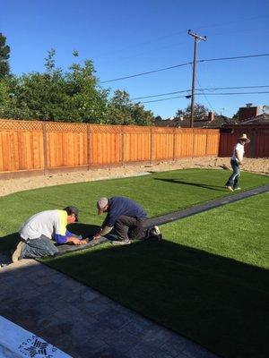 Here we were installing a football playground with synthetic turf from Smart Turf.