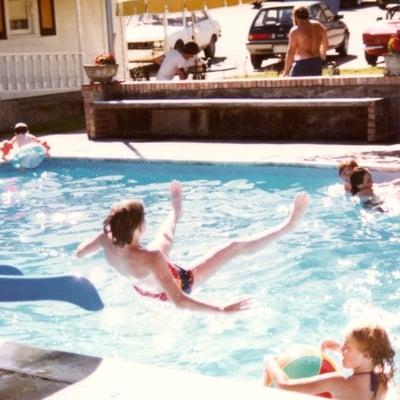 Summertime outdoor swimming pool at Langes Ranch Park.