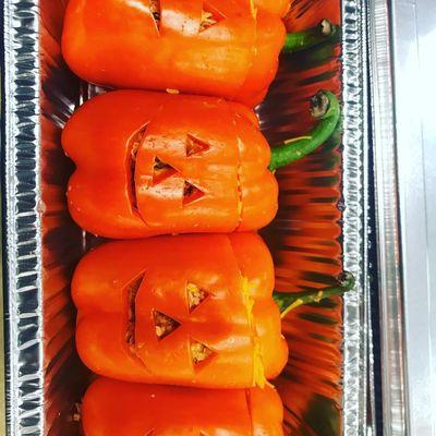 Jack-O-Lantern Stuffed Peppers