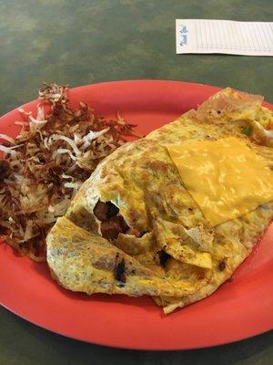 Western omelette with hash browns