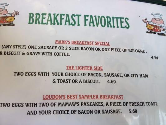 Please note: "The Lighter Side" has a bacon option.