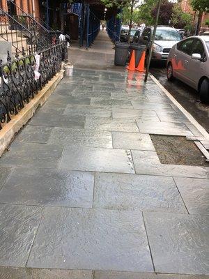 Blue Stone sidewalk/patio installation by BRAVO at 289 Pavonia Ave, Jersey City, NJ