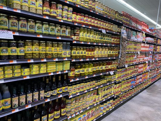 Mega aisle of Cento products  San Marzano tomato based products  easy to locate