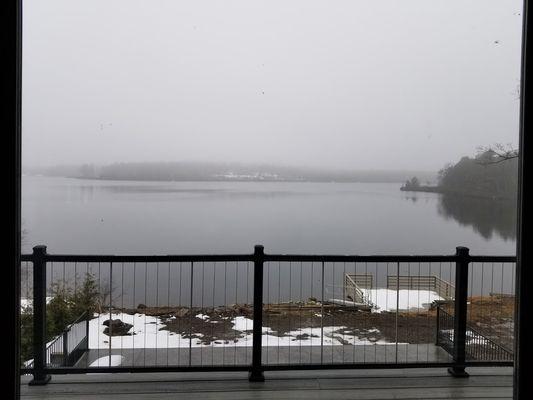 Nothing beats a lake view, even a foggy one.