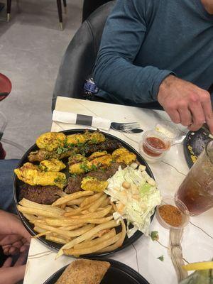 Chicken Tawook, French Fries, Caesar Salad