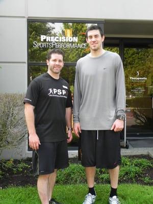 Chris Leck DPT, SCS with Oklahoma City Thunder player Nick Collison