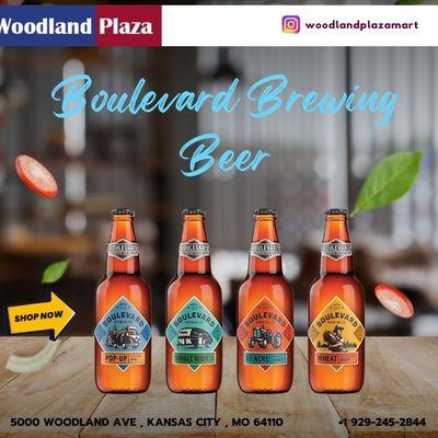 Woodland Plaza in Kansas City, MO, proudly stocks a variety of Boulevard Brewing beers, renowned for their quality and flavor.