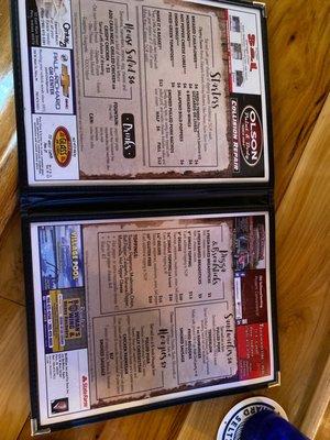 Inside of menu