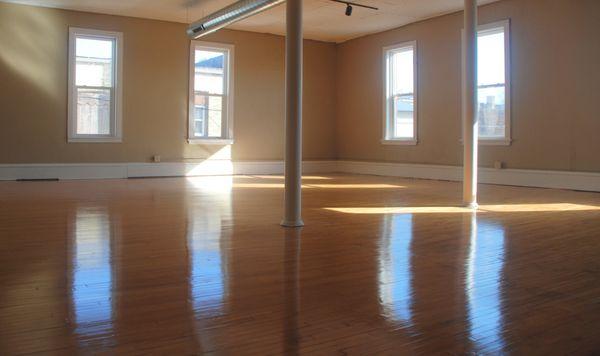 Beautiful hardwood floors and high tin ceiling.