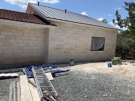 Texas white limestone walls