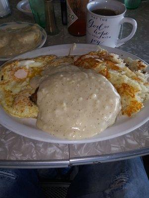 Chicken Fried Steak and over easy eggs