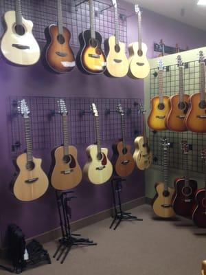 Hand built guitars by Steve Fischer and other beautiful guitars are always on hand!