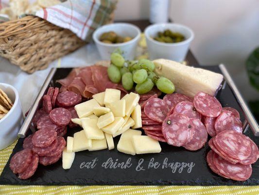 Slate charcuterie board with handles