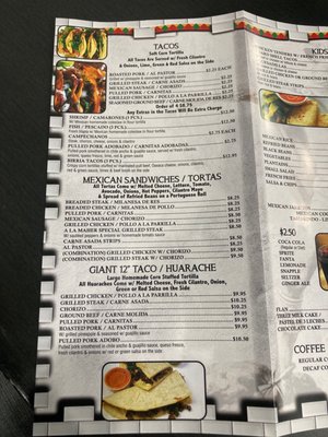 Menu as of 2/2023