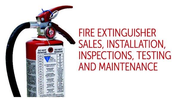 Fire extinguisher sales, installation, inspections, testing and maintenance.