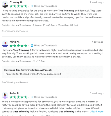 5 star reviews from thumbtack