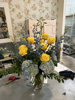 Arranged flowers in a vase