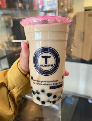 Salted Caramel Cookie Dough Black Milk Tea (Tpumps size) w/ Honey Boba