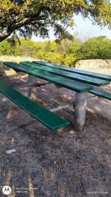 Picnic table on the trails.