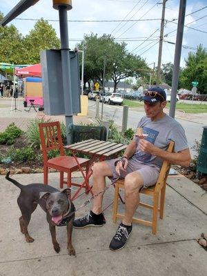 Enjoying paletas outside Chocolate Wasted