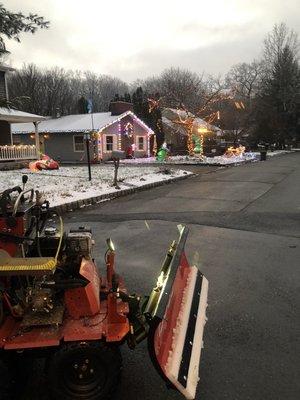 Sidewalks scraped clean, with Brine application via 5 to 7 jets to prevent icing- Happy Holidays!