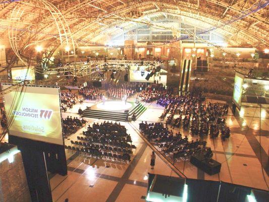 Production Design featured revolving circular stage in the round for awards program.